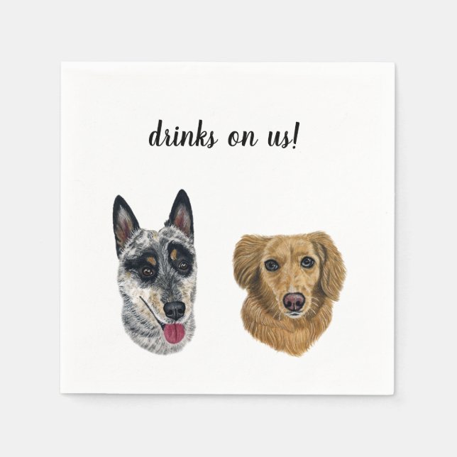  Custom Cocktail Napkin- Dogs Napkins (Front)
