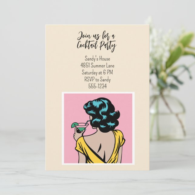 Custom Cocktail Party Summer Pop Art Personalized Invitation (Standing Front)