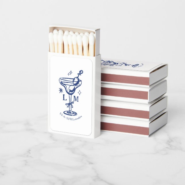 custom cocktail summer wedding matchbox matchboxes (Stacked)