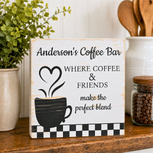 Custom Coffee and Friends Wooden Box Sign