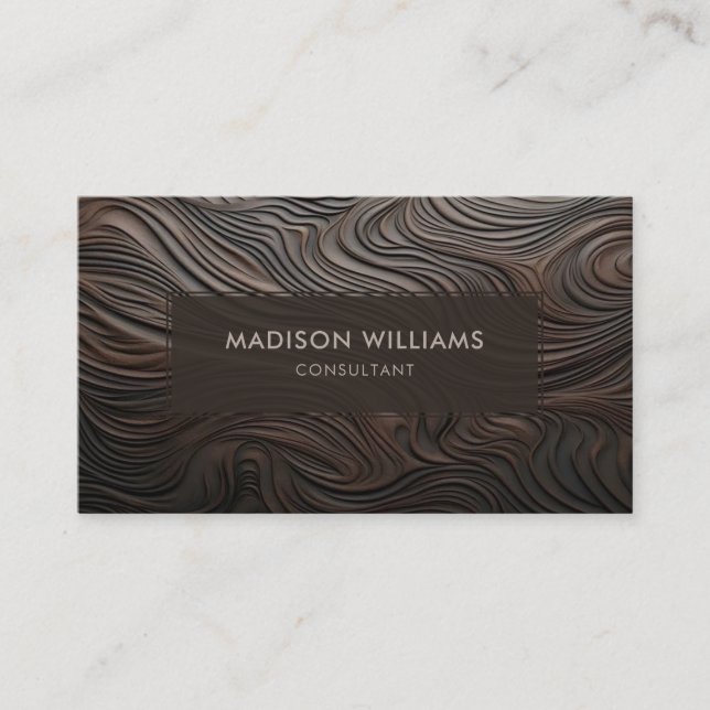 Custom Coffee Brown Wood Fancy Professional Business Card (Front)