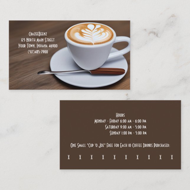 Custom Coffee & Choc Stirrer Coffee Shop & Punch Business Card (Front/Back)