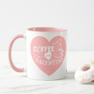 Custom Coffee Lover Pink Heart Arrow Valentine Mug