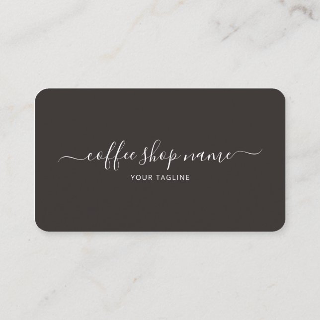 Custom Coffee Loyalty Card Simple Script Black (Back)