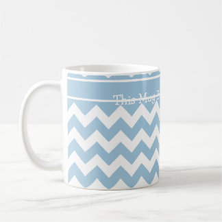 Custom Coffee Mug, Blue and White Chevrons Coffee Mug