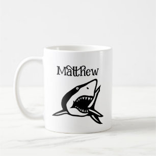 Custom coffee mug gift with shark drawing