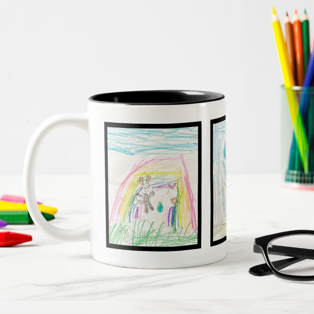 Custom Coffee Mug With Your Child's Art 3 Images (Creator Uploaded)
