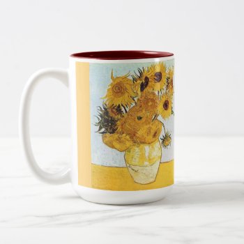 Custom Coffee Mugs--van Gogh's Sunflowers Two-tone Coffee Mug by creativeconceptss at Zazzle