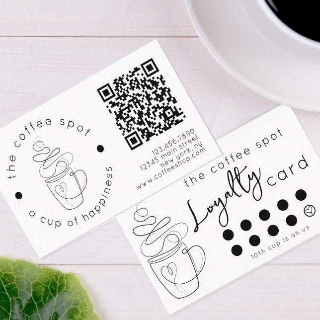 Custom Coffee Shop Add Your Logo Modern Loyalty Business Card (Creator Uploaded)