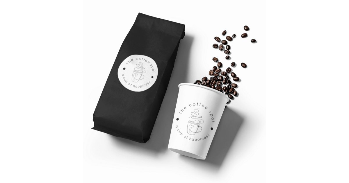 Custom Coffee Shop Add Your Logo Modern Minimalist Classic Round ...