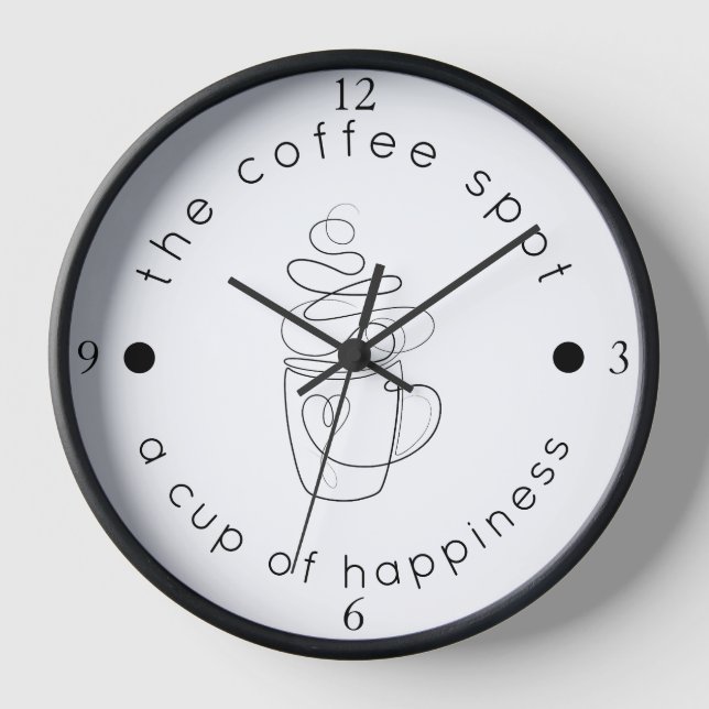 Custom Coffee Shop Add Your Logo Modern Minimalist Clock (Front)