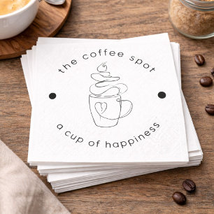 Custom Coffee Shop Add Your Logo Modern Minimalist Napkins