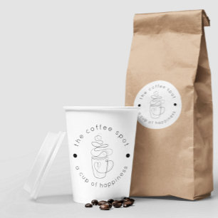 Custom Coffee Shop Add Your Logo Modern Minimalist Paper Cups