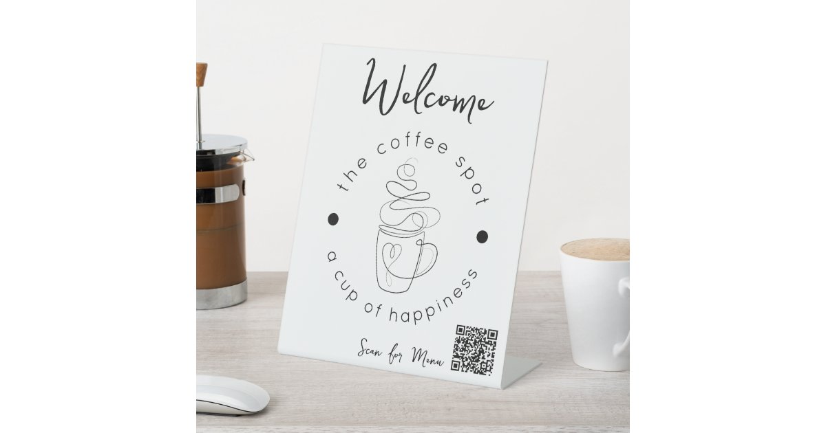 Custom Coffee Shop Add Your Logo Modern Minimalist Pedestal Sign | Zazzle