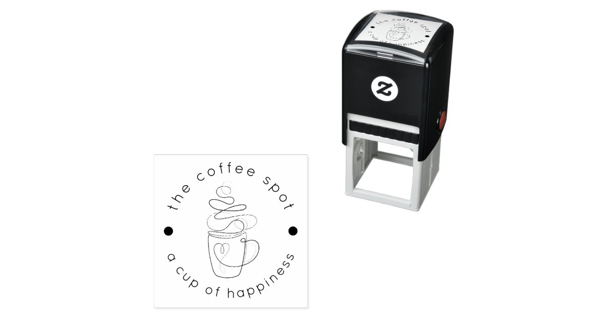 Custom Coffee Shop Add Your Logo Modern Minimalist Self-inking Stamp ...