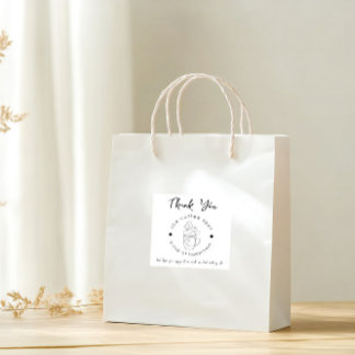 Custom Coffee Shop Add Your Logo Modern Minimalist Square Sticker