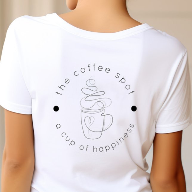 Custom Coffee Shop Add Your Logo Modern Minimalist T-Shirt (Creator Uploaded)