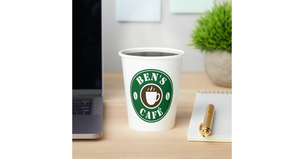 Custom coffee shop beans logo paper drink Cups | Zazzle