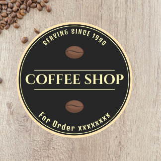 Custom coffee shop Black Business sticker