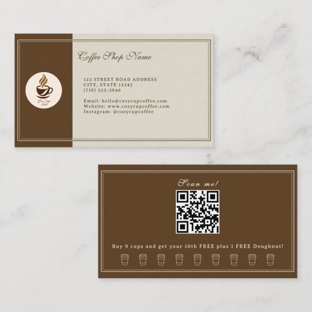 Custom Coffee Shop Business Card – Personalized  (Front/Back)