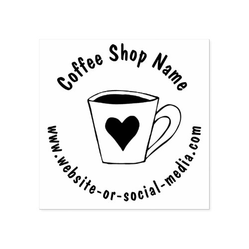 Custom Coffee Shop Contact Information Wooden Rubber Stamp