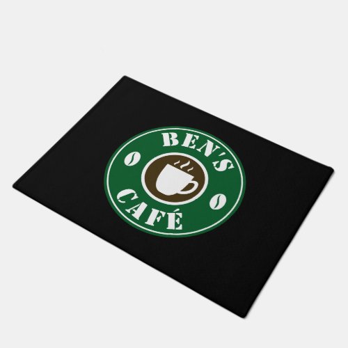 Custom coffee shop doormat with bean logo