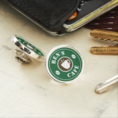 Custom coffee shop logo lapel pin for barista