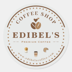 Custom Coffee Shop Logo Round Sticker