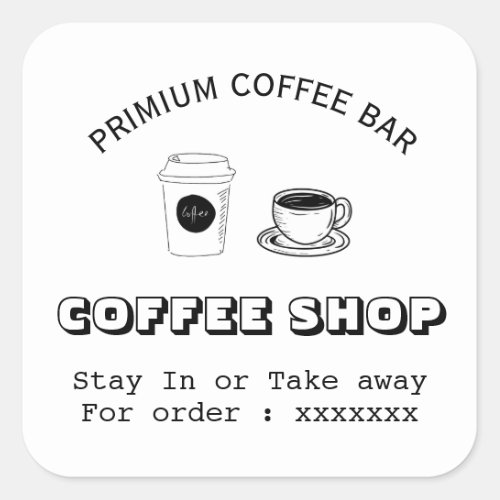Custom coffee shop logo square sticker