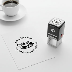 Custom Coffee Shop Name and Website Self-inking Stamp