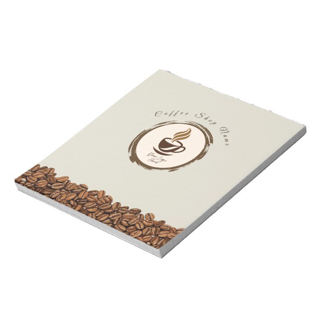 Custom Coffee Shop Notepad – Personalized Logo  (Rotated)