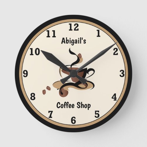 Custom Coffee Shop Round Clock