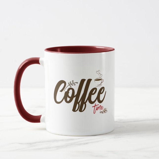 Custom Coffee Time Typography Coffee Mug (Left)