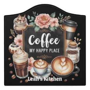 ☕Custom Coffeecore Kitchen Cafe Coffee Happy Place Door Sign
