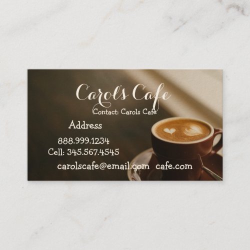 Custom Coffeehouse Cafe Coffee Shop Business Card