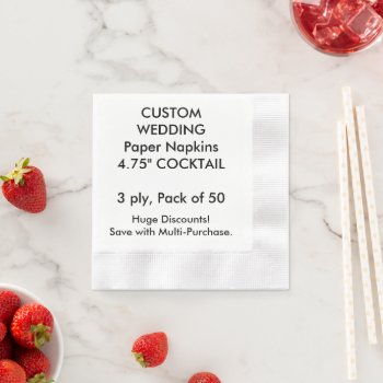 Custom Coined 4.75" Cocktail Wedding Paper Napkins by PersonaliseMyWedding at Zazzle