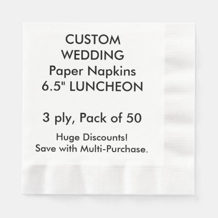 Custom Coined 6.5" Luncheon Wedding Paper Napkins