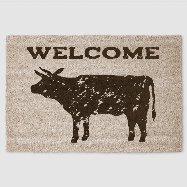 Custom coir fiber door mat with cow silhouette (Front)