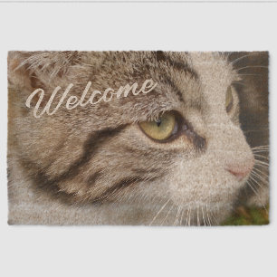Custom coir fiber doormat with cat photo