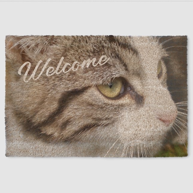 Custom coir fiber doormat with cat photo (Front)