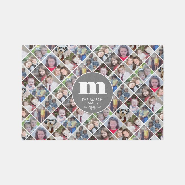 Custom Collage 12 Photo - funky family monogram Rug (Front)