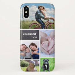 Custom Collage 5 Photos, chalk letters iPhone X Case