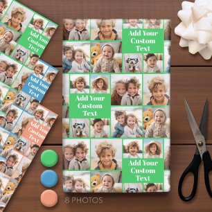 Custom Collage 8 Photo - Custom Text All Occasion Wrapping Paper Sheets