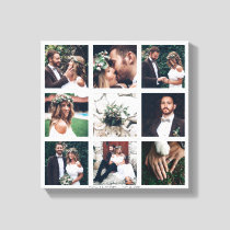 Custom Collage 9 Wedding Photo Square Canvas Print