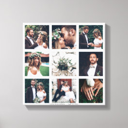 Custom Collage 9 Wedding Photo Square Canvas Print