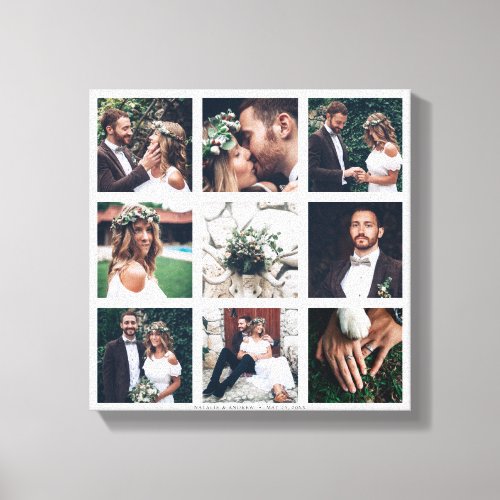 Custom Collage 9 Wedding Photo Square Canvas Print
