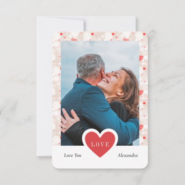 Custom  Collage Couple Photo & Valentines Day Thank You Card (Front)