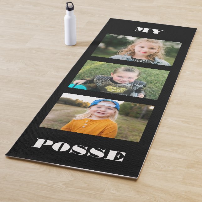 Custom Collage Photo Black My Posse Yoga Mat (In Situ)