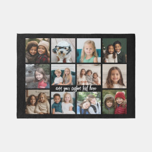 Custom Collage with Script Text - 12 Photo - black Rug