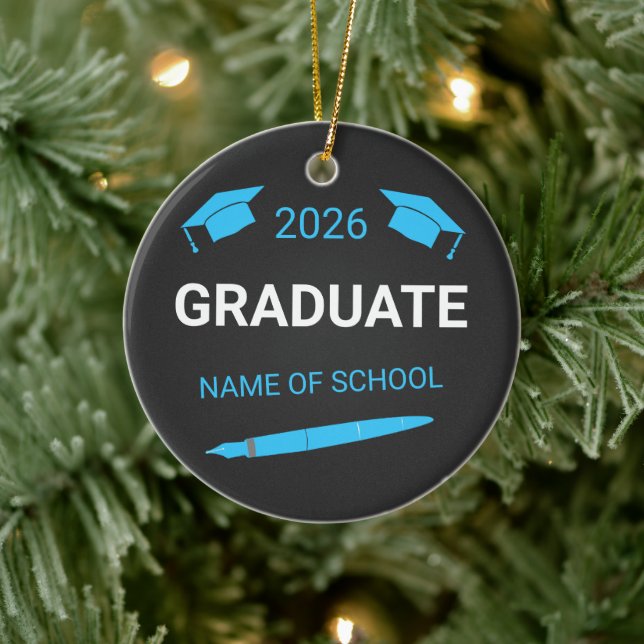 Custom College School Graduation 2026 Ceramic Ornament (Tree)